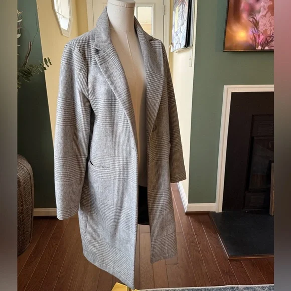 ASOS New Look Tailored Plaid Coat in Gray - Picture 2 of 7